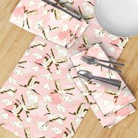 Japanese cranes, blush large scale wallpaper,fabric