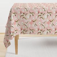 Japanese cranes, blush large scale wallpaper,fabric