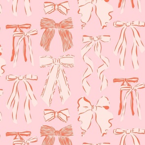 Bows in Pink Cream and Red - Large Scale