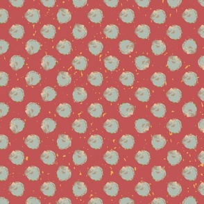 organic red and gray polka dot