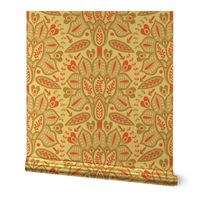 Indian Florals - Historic style for Entryway wallpaper - coral ivory green