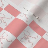 Pink bows and pink checkerboard - modern coquette pattern