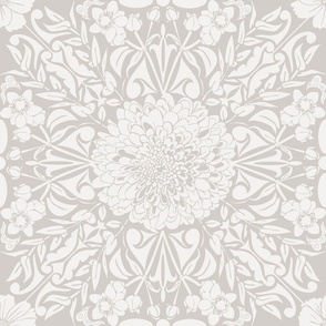 traditional floral in neutral taupe and cream