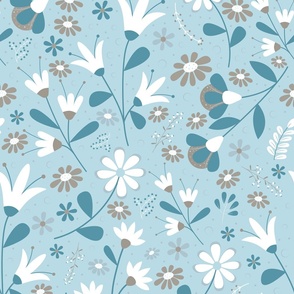 Welcoming Petals - Azure Mist - Flowers - Florals - Nature - Daisies - Botanicals - Sophisticated
