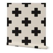 Swiss Cross Tiles -Raven Black and Clay Large