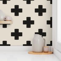 Swiss Cross Tiles -Raven Black and Clay Large