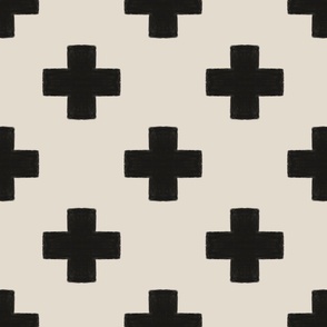 Swiss Cross Tiles -Raven Black and Clay Large