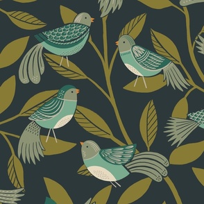 Bird Song Welcome - Olive and Black