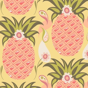 Paisley Pineapple Tropical Welcome for Walls - 40 inch