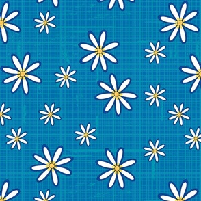 Daisy on Blue Linen