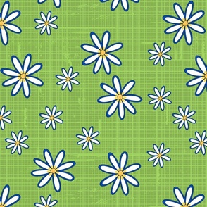 Daisy on Green Linen