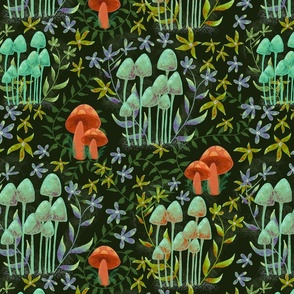 Fluorescent funghi woodland design