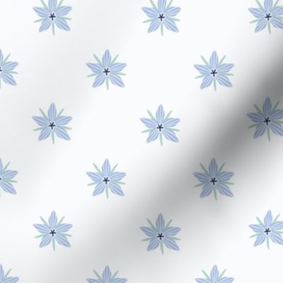  Borage Flower Starflower Minimalist Pattern - Periwinkle Blue & Sage Green - Medium Scale - Modern Floral Botanical for Herbalist and Gardener