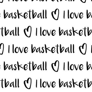 I love basketball text pattern with hearts - black and white