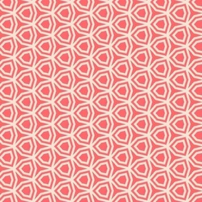 Mini tiny small scale, vibrant, bold, Georgia peach and coral, irregular geometric, pentagon shapes, for wallpaper, curtains, duvet cover, sheets, seats, bedlinen, table, linen, Kidz and nursery accessories