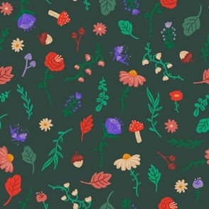 Woodland Floral on Evergreen