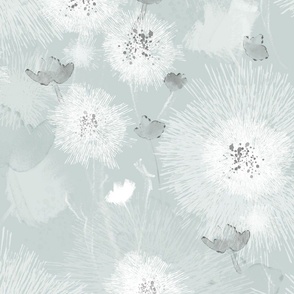 Green-Gray and White Watercolor Floral