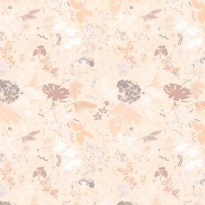 Whispers of Autumn Elegance: Big Florals in Peach and Brown for Timeless Textile Designs