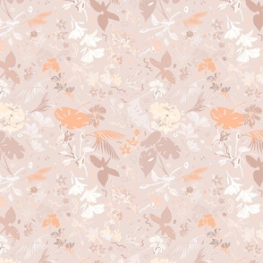 Tranquil Harmony: Big Florals in Peach, Beige, and Brown for Timeless Textile Elegance