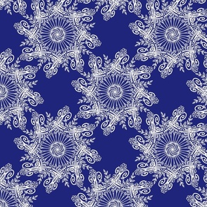 Hearts And Flowers on Dark Blue