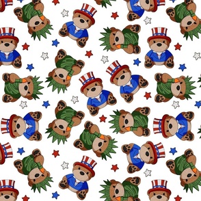 Patriotic Teddy Bears Scatter Large - White