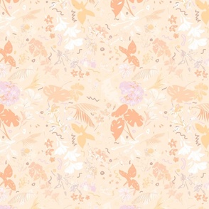 Peach Serenade: Big Florals in a Harmony of Pastel Purple - Enchanting Fabric for Your Creative Expression