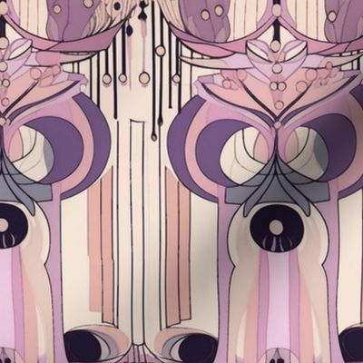 charles rennie mackintosh inspired art nouveau stripes in pink purple and black