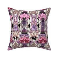 charles rennie mackintosh inspired art novueau rose pattern in pink purple and red