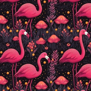 tropical flamingo fantasy in pink gold and black