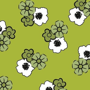 green and white flower dot