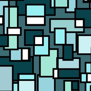 Neo Plasticism Piet Mondrian Inspired Green Blue Duckegg