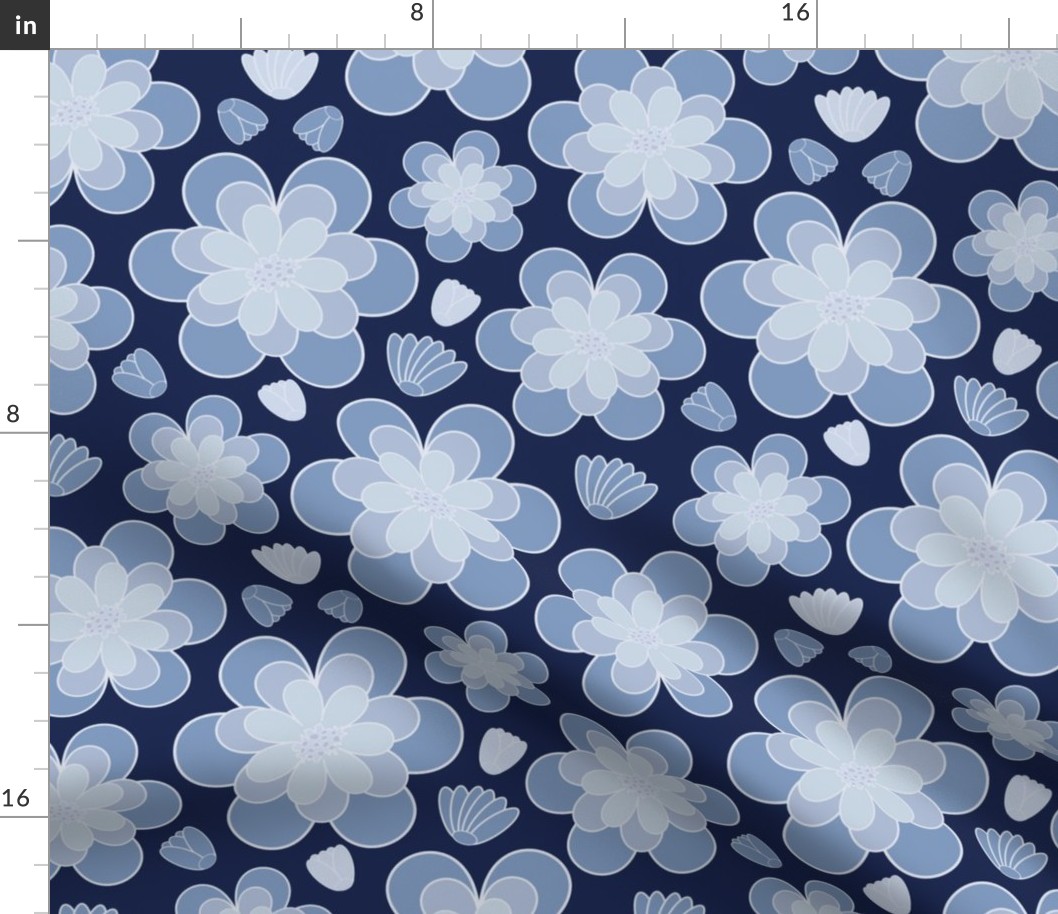 Blue Flowers with Navy 