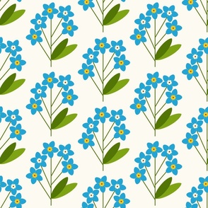 Blue Forget Me Not on Cream White
