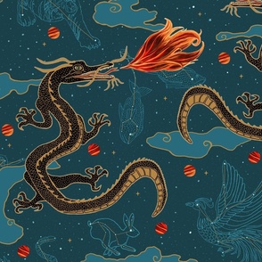 Dragons, Night Sky and Constellations