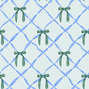 Ribbon Bows Trellis in Green and Blue