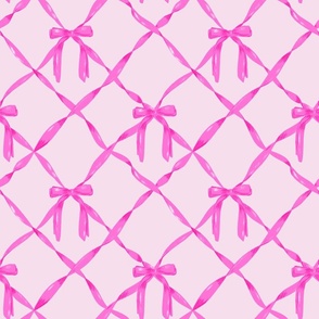 Ribbon Bows in Trellis - Magenta and Pink 