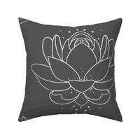 Serene Minimalist Lotus Flowers Fabric - Grey version