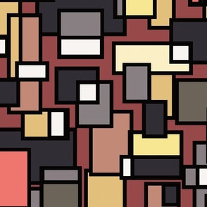 Mondrian Inspired Reddish Browns and Autumn Shades