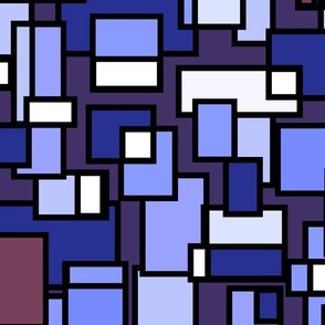 Mondrian Inspired Neo Plasticism Deep blue Violet Purple