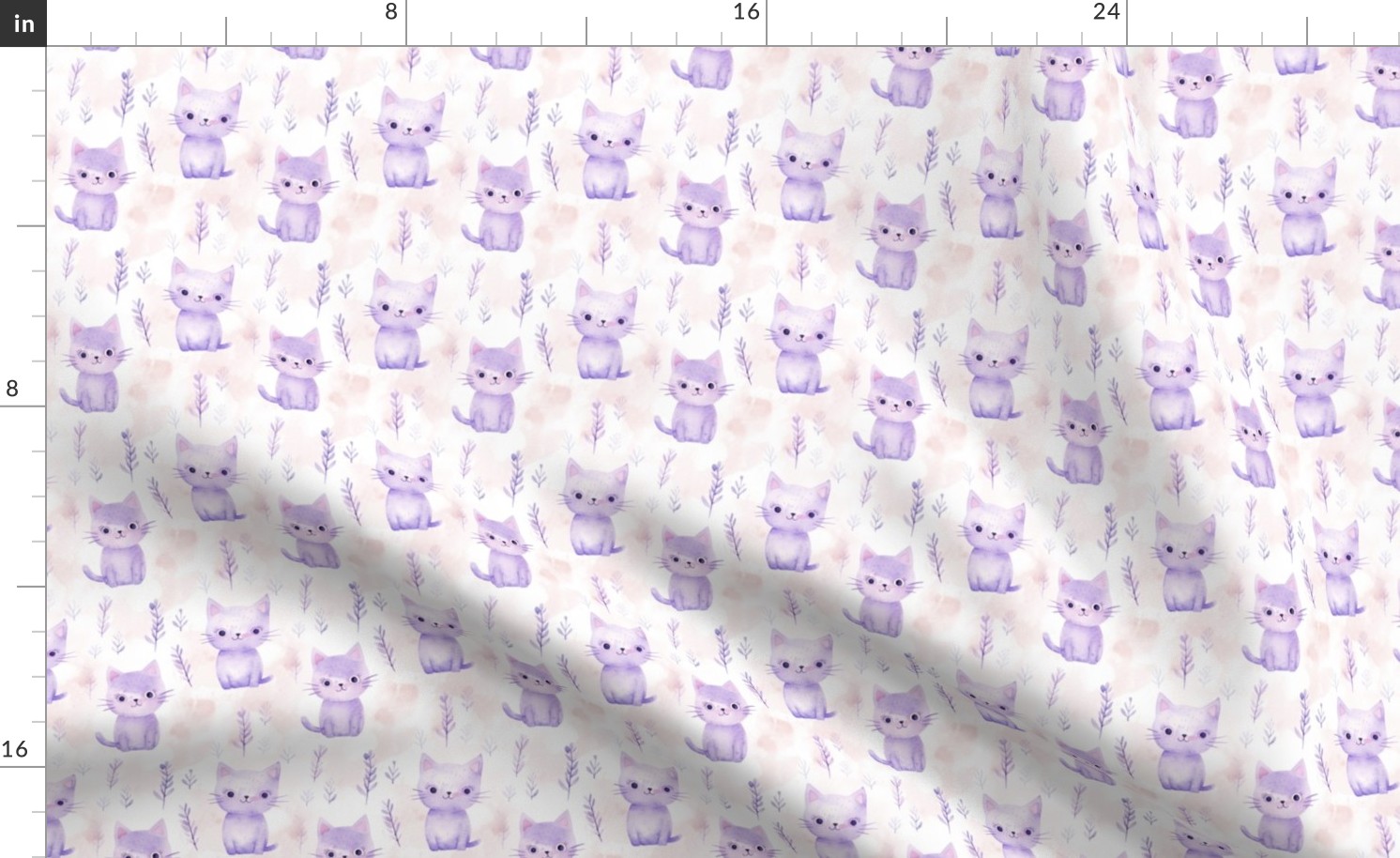 Pretty Purple Kittens Watercolor Cats