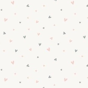 Scattered Valentines day small hearts pastels pink mint 4x4 repeat