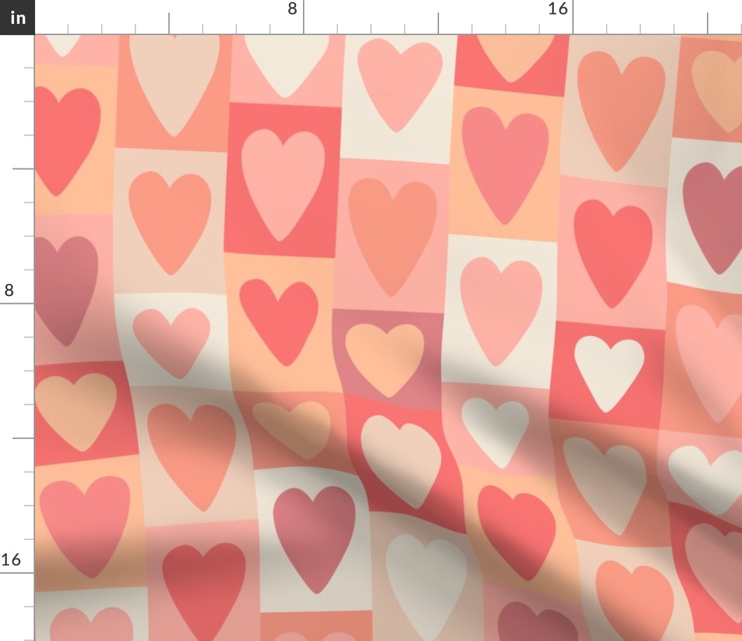 Peachy Valentine Hearts Patchwork - 3 in