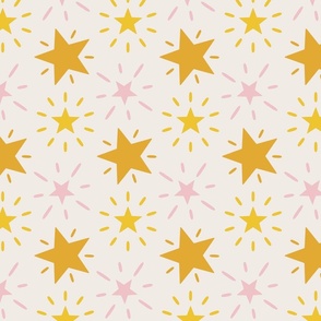 Boho star print on creme white background