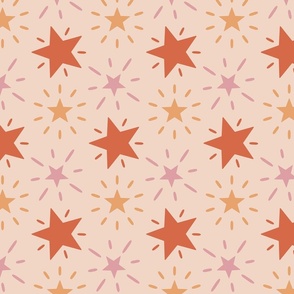 Boho star print on peach fuzz background
