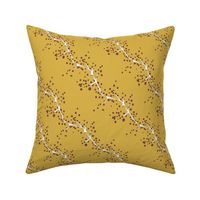 bright yellow with floral diagonal stripe