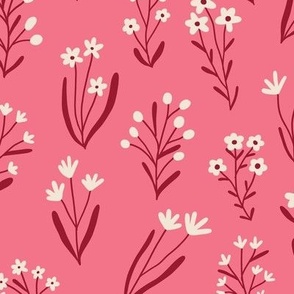 Tiny flowers - Vibrant pink - Medium scale