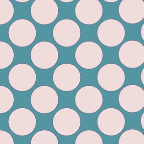 cream dot on teal background