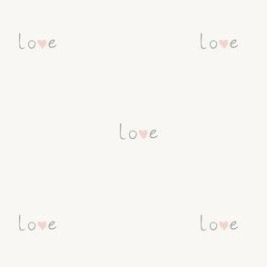 Love word heart lettering  Valentines day blender print  cream pastel 4x4 repeat