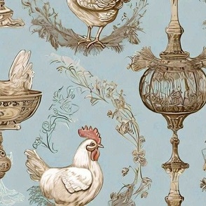 Fancy Chickens in Robins Egg