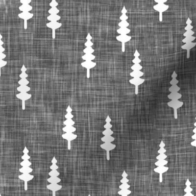 (large scale) trees on grey linen - C23